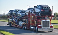 Car transporter with multiple loaded cars