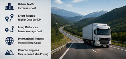 Long distance freight transport pricing and European logistics routes