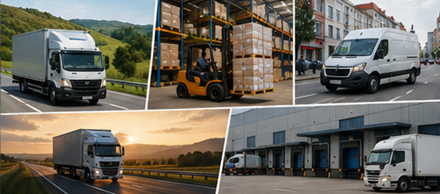Domestic freight transport with local delivery trucks warehouses city logistics and regional transport operations