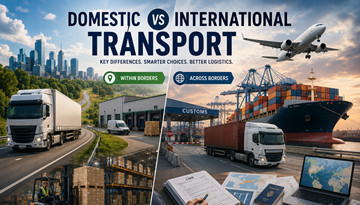 Domestic and international freight transport with trucks border crossings warehouses and European logistics operations