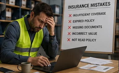 Logistics manager reviewing insurance claim issues and transport documentation mistakes