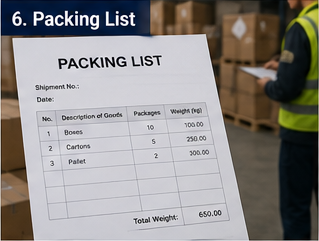 Warehouse worker checking packing list with pallets and shipment inventory