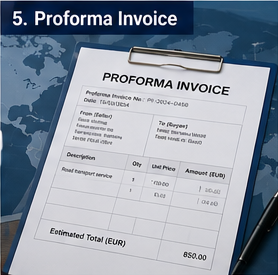 Proforma invoice used before shipment confirmation in logistics and international trade