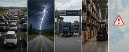Logistics transport challenges including delays traffic weather and shipment tracking problems