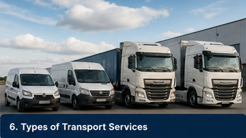 Different transport services trucks vans express delivery logistics types